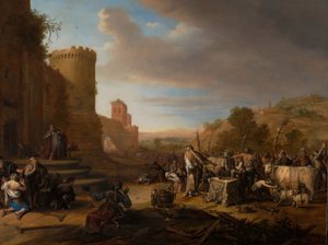 De hellige Paulus og Barnabas i Lystra (Offeret i Lystra) af Bartholomeus Breenbergh