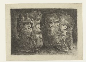 Forskellige hoveder af mænd, dyr og mascarons af Bartholomeus Breenbergh