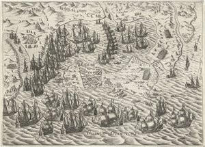 Slaget ved Cadiz, 1596 af Bartholomeus Willemsz. Dolendo (attributed to)