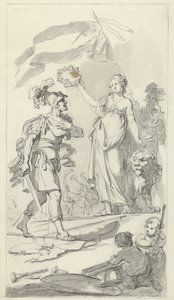 Den modige Batavian kronet af den hollandske jomfru, 1799 Design til monumentet ved den nationale festival, der fejrer freden den 17. december 1799 (serietitel) af Bartholomeus Ziesenis