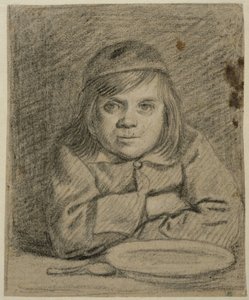 Dreng med foldede arme ved et bord af Bartholomeus van der Helst