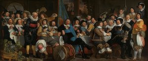 Riflens måltid for at fejre freden i Munster. 1648 af Bartholomeus van der Helst
