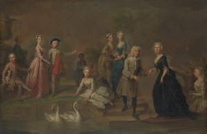 Uvedale Tomkyns Price 1685-1764 og medlemmer af hans familie, muligvis begyndelsen af 1730