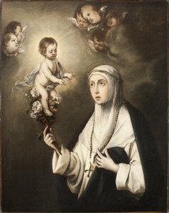 Rose de Lima (Isabel Flores de Oliva) (1586-1617) - Sankt Rose af Lima, af Murillo, Bartolome Esteban, Kopi efter . Olie på lærred. Mål: 93x76 cm. Nationalmuseum Stockholm af Bartolomé Esteban Murillo