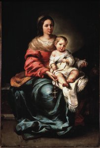 Rosenkransens jomfru - olie på lærred, ca 1650 af Bartolomé Esteban Murillo
