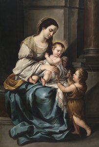 La Serrana tai Madonna ja lapsi vauvan Pyhän Johanneksen kanssa (öljy kankaalle) af Bartolomé Esteban Murillo