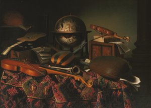 Stilleben med musikinstrumenter af Bartolomeo Bettera