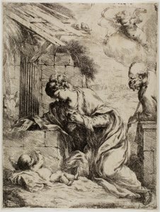 Jomfruen, der tilbeder Jesusbarnet af Bartolomeo Biscaino