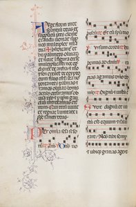 Missale: Fol. 111v, indeholder noget musik som en del af palmesøndagsliturgien, 1469. af Bartolomeo Caporali