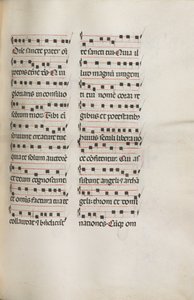 Missale: Fol. 112: indeholder noget musik som en del af palmesøndagsliturgien, 1469. af Bartolomeo Caporali