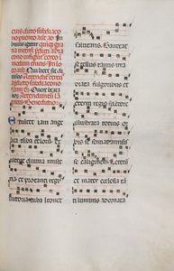 Missale: Fol. 153: Musik til Exultet, 1469 af Bartolomeo Caporali