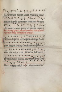 Missale: Fol. 156: Musik til Exultet, 1469 af Bartolomeo Caporali