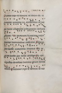 Missale: Fol. 157: Musik til Exultet, 1469 af Bartolomeo Caporali