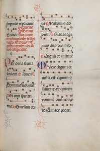 Missale: Fol. 179: Musik til forskellige almindelige bønner, 1469. af Bartolomeo Caporali