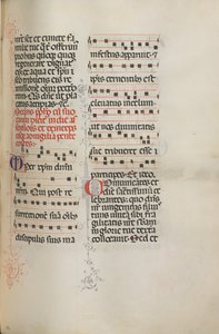Missale: Fol. 180: Musik til forskellige almindelige bønner, 1469. af Bartolomeo Caporali