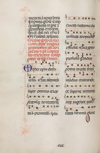 Missale: Fol. 180v: Musik til forskellige almindelige bønner, 1469. af Bartolomeo Caporali