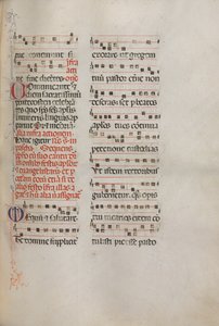 Missale: Fol. 181: Musik til forskellige almindelige bønner, 1469. af Bartolomeo Caporali