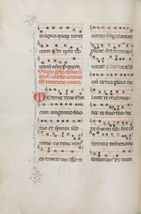 Missale: Fol. 182v: Musik til forskellige almindelige bønner, 1469. af Bartolomeo Caporali