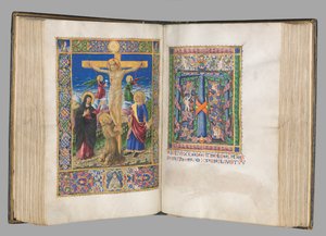 Missale: Fol. 185v: Korsfæstelse med kanter helside, 1469. af Bartolomeo Caporali