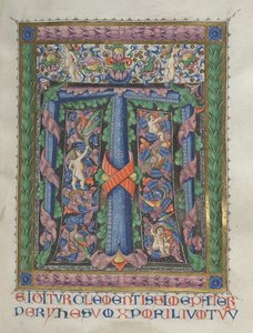 Missale: Fol. 186: Dekoreret indledende T[e igitur] helside, 1469.