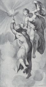 Minerva assisterer Prometheus, da han forsøger at stige i himlen, 1756. Skabere: Bartolomeo Crivellari, Gabriel Söderling. af Bartolomeo Crivellari, Gabriel Söderling
