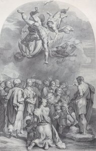 Tavle 41: Johannes Døberen prædiker for en stor skare og døber børn, 1756. Skabere: Bartolomeo Crivellari, Gabriel Söderling. af Bartolomeo Crivellari, Gabriel Söderling