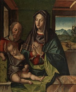 Hellig Familie, ca. 1500 (olie på panel) af Bartolomeo Montagna