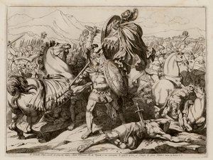 Aulus Cornelius Cossus dræber Lars Tolumnius i kamp, 437 f.Kr (radering)