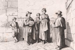 Blind mand synger og spiller, ætsning af Bartolomeo Pinelli (Rom af Bartolomeo Pinelli