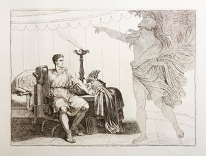 Cæsars ånd viser sig for Brutus før slaget ved Philippi af Bartolomeo Pinelli