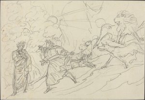 Dante flygter fra de vilde dyr og møder Virgil af Bartolomeo Pinelli