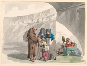 Tegning, Hilsen fra en eremit, 1807-08 af Bartolomeo Pinelli