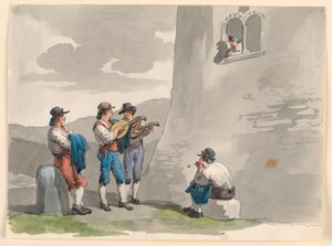 Tegning, Serenaden, 1807-08 af Bartolomeo Pinelli