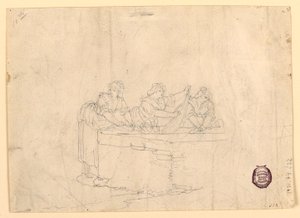 Tegning, Tre kvinder, der vasker sig, 1800-25 af Bartolomeo Pinelli