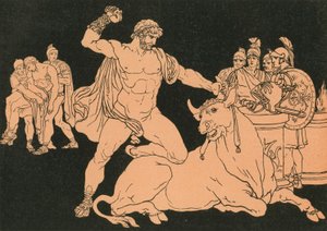 Entellus dræber tyren af Bartolomeo Pinelli