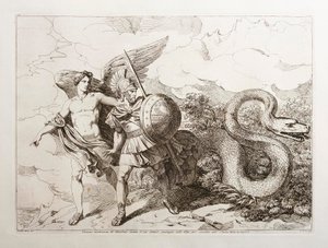 Hannibals mystiske syn, inden hans berømte passage over Alperne for at trække ind i Italien af Bartolomeo Pinelli