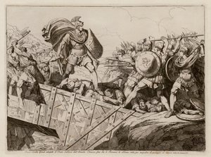 Horatius Cocles forsvarer Pons Sublicius, 509 f.Kr (radering)