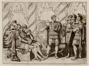 Lucius Aemilius Paullus Macedonicus peger på den besejrede kong Perseus af Makedonien