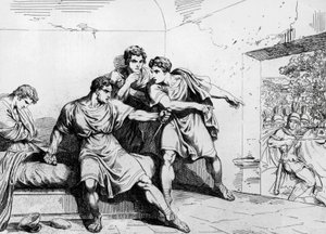 Neros død, fra kejsernes historie, startende fra Ottavio, gravering af Bartolomeo Pinelli (1781-1835), Rom af Bartolomeo Pinelli