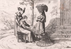 Romerske kvinder i traditionelle dragter, radering af Bartolomeo Pinelli (Rom af Bartolomeo Pinelli