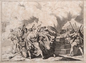 Romulus myrdet af senatorerne, 1818. af Bartolomeo Pinelli