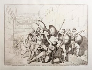 Tarpeia åbner byportene af Bartolomeo Pinelli