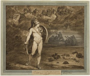 Telemachus, Tror på, at hans far, Ulysses, er død, søger efter ham i underverdenen, fra Telemachos eventyr, bog 18