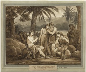 Telemachus spiller og synger for hyrderne i Egypten, fra Telemachos eventyr, bog 2 af Bartolomeo Pinelli