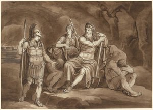 Telemachus anmoder om tilladelse fra Pluto til at søge sin far i underverdenen af Bartolomeo Pinelli