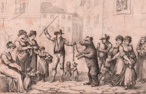 Bjørnedansen i Rom, radering af Bartolomeo Pinelli (Rom af Bartolomeo Pinelli