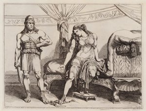 Eunukken Bacchides sendt af Mithridates VI af Pontus til sin kone Monime (radering)