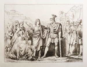 Veturia afvæbner sin søn Coriolan og redder dermed Rom fra en stor fare af Bartolomeo Pinelli