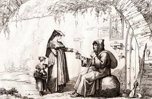 Kvinde fra Frascati og en eremit, radering af Bartolomeo Pinelli (Rom af Bartolomeo Pinelli