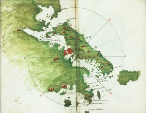 Kort over Negroponte, ca. 1485 (pergament)